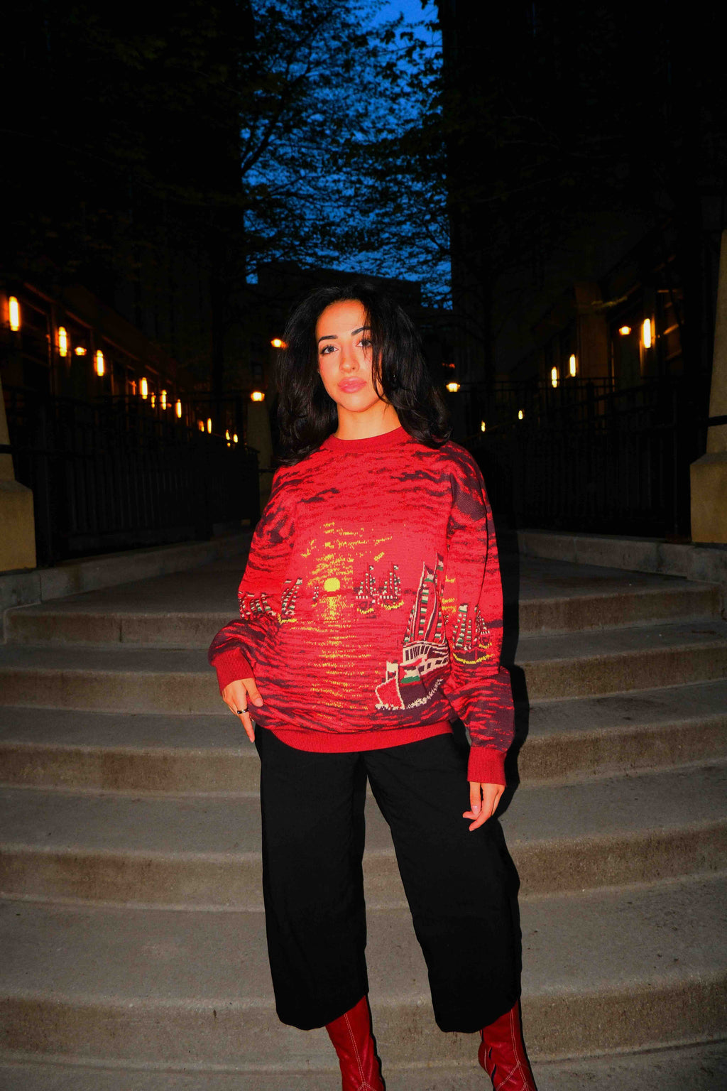 Global Sumud Flotilla Sweater - Sunset Red