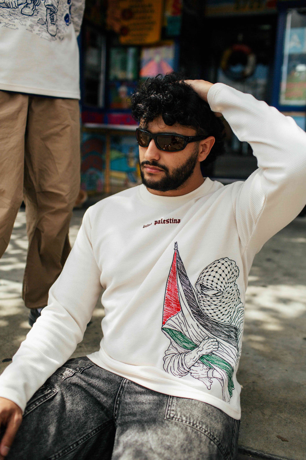 Viva Palestina Ribbed Embroidered Long Sleeve