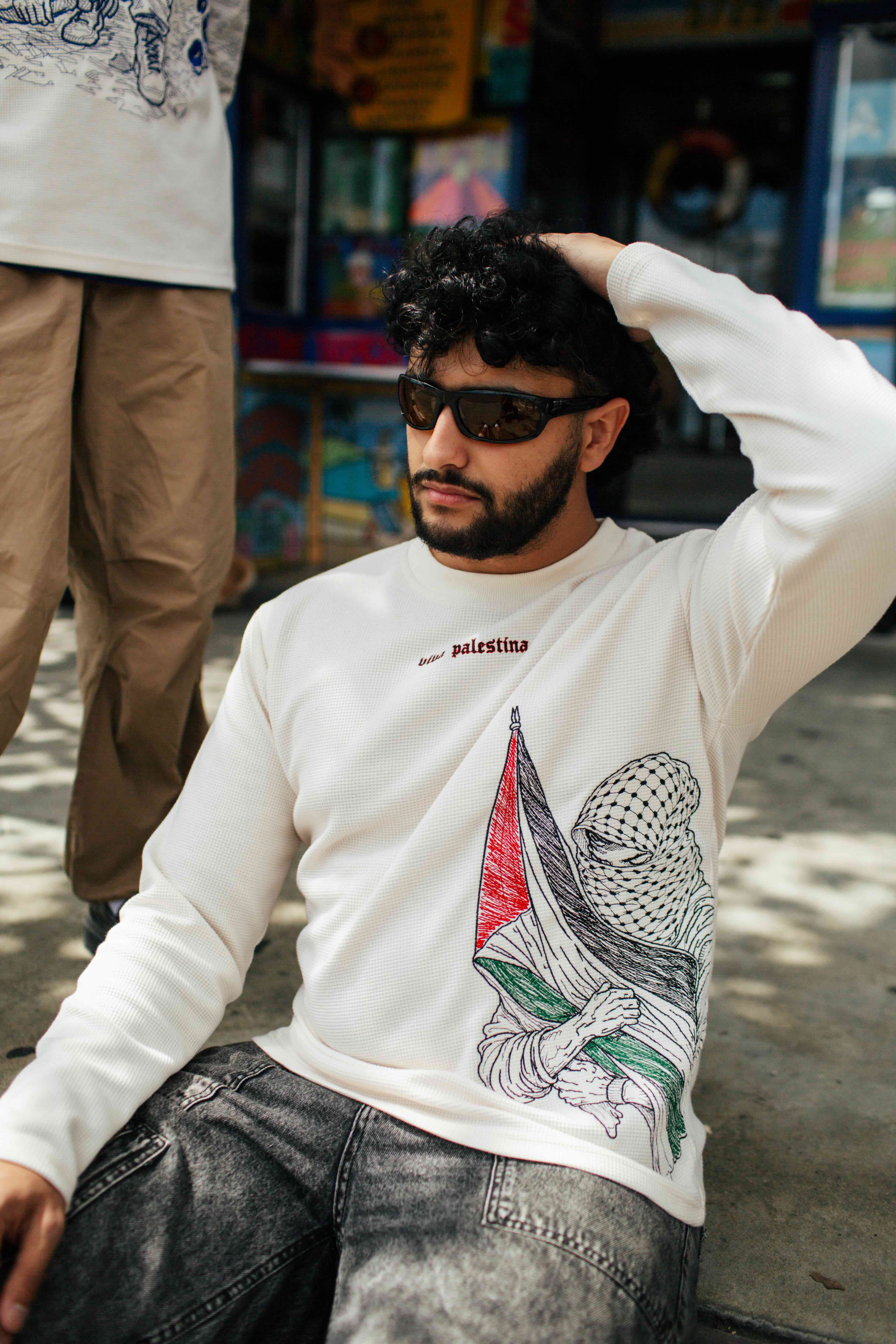 Viva Palestina Ribbed Embroidered Long Sleeve