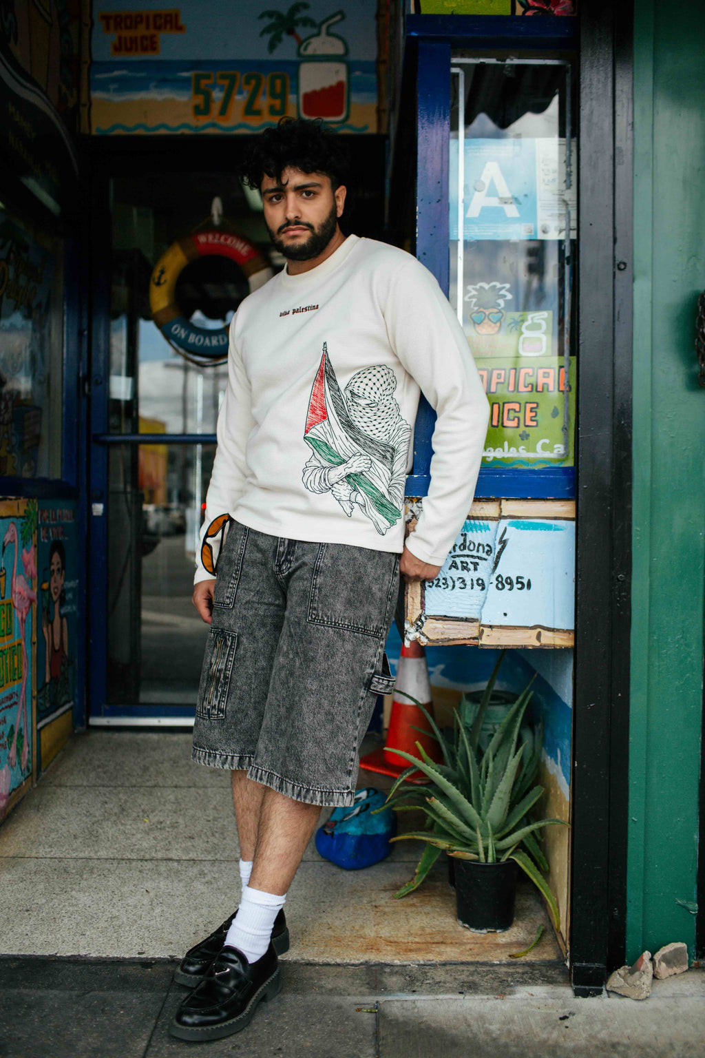 Viva Palestina Ribbed Embroidered Long Sleeve