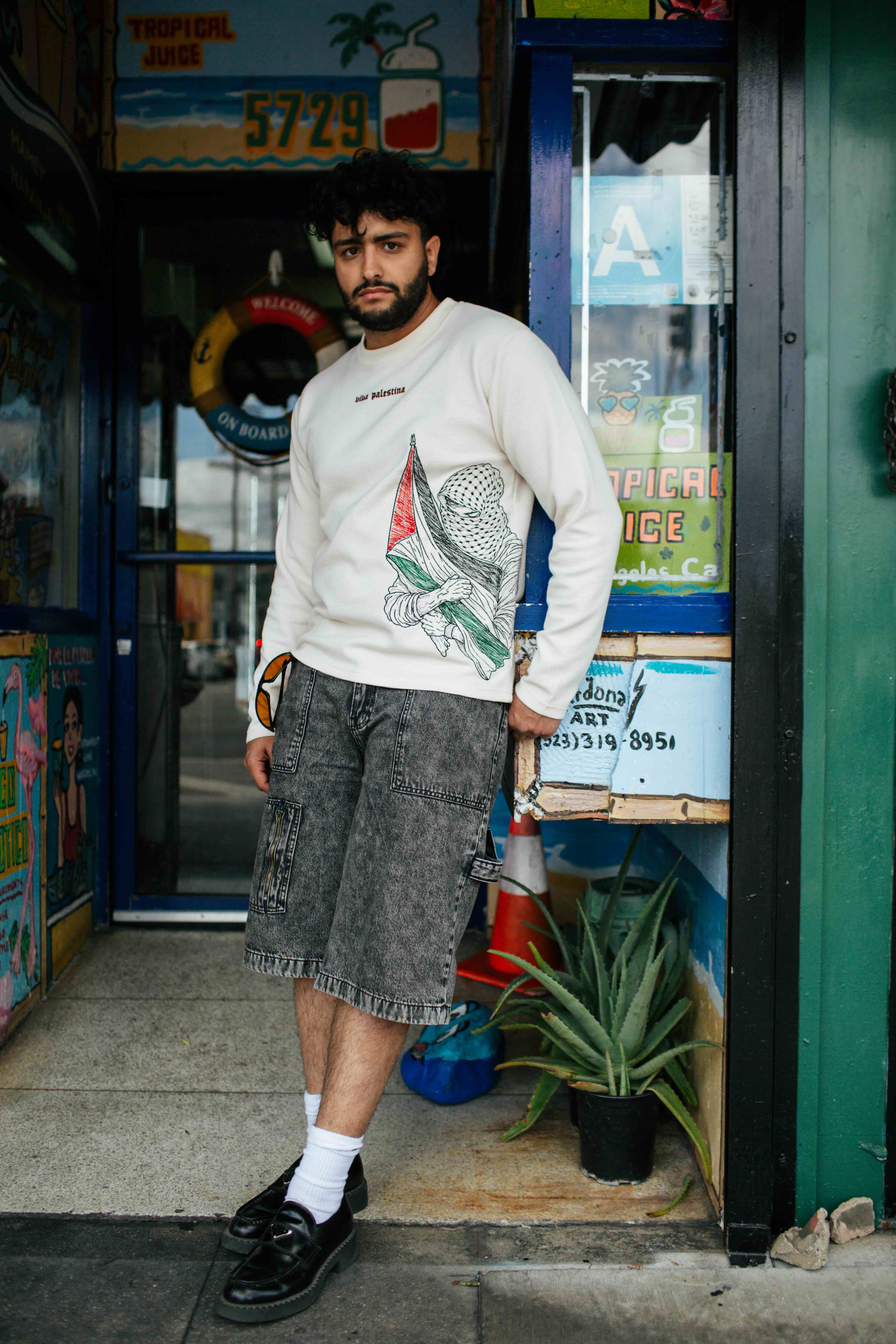 Viva Palestina Ribbed Embroidered Long Sleeve