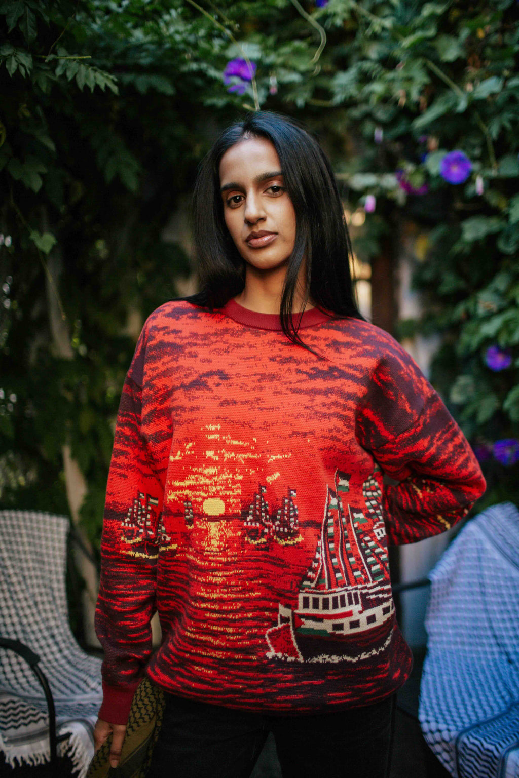 Global Sumud Flotilla Sweater - Sunset Red