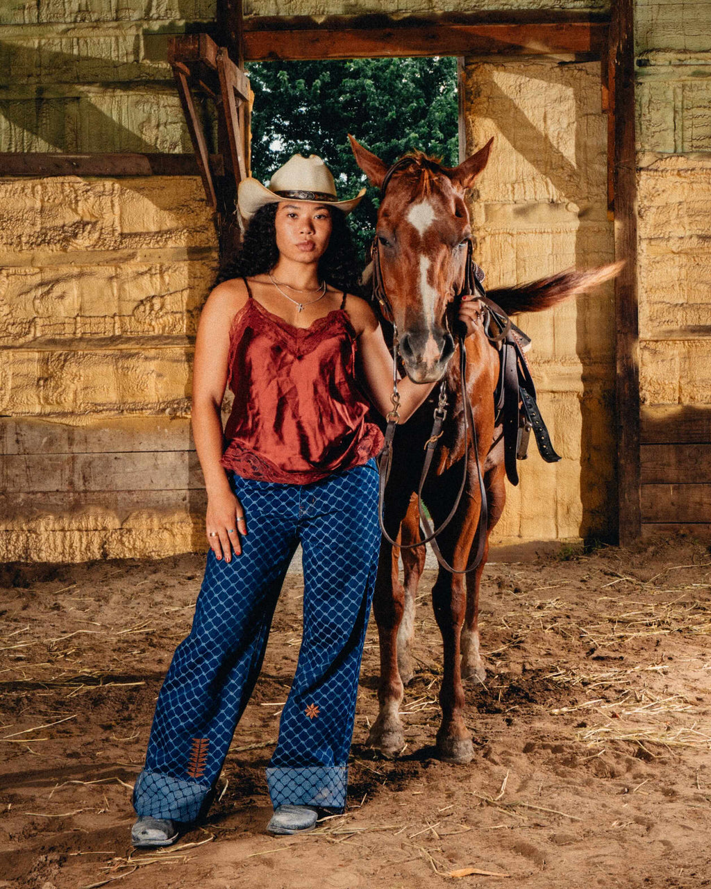 Kuffiyah Pinstripe Jeans - Western Blue