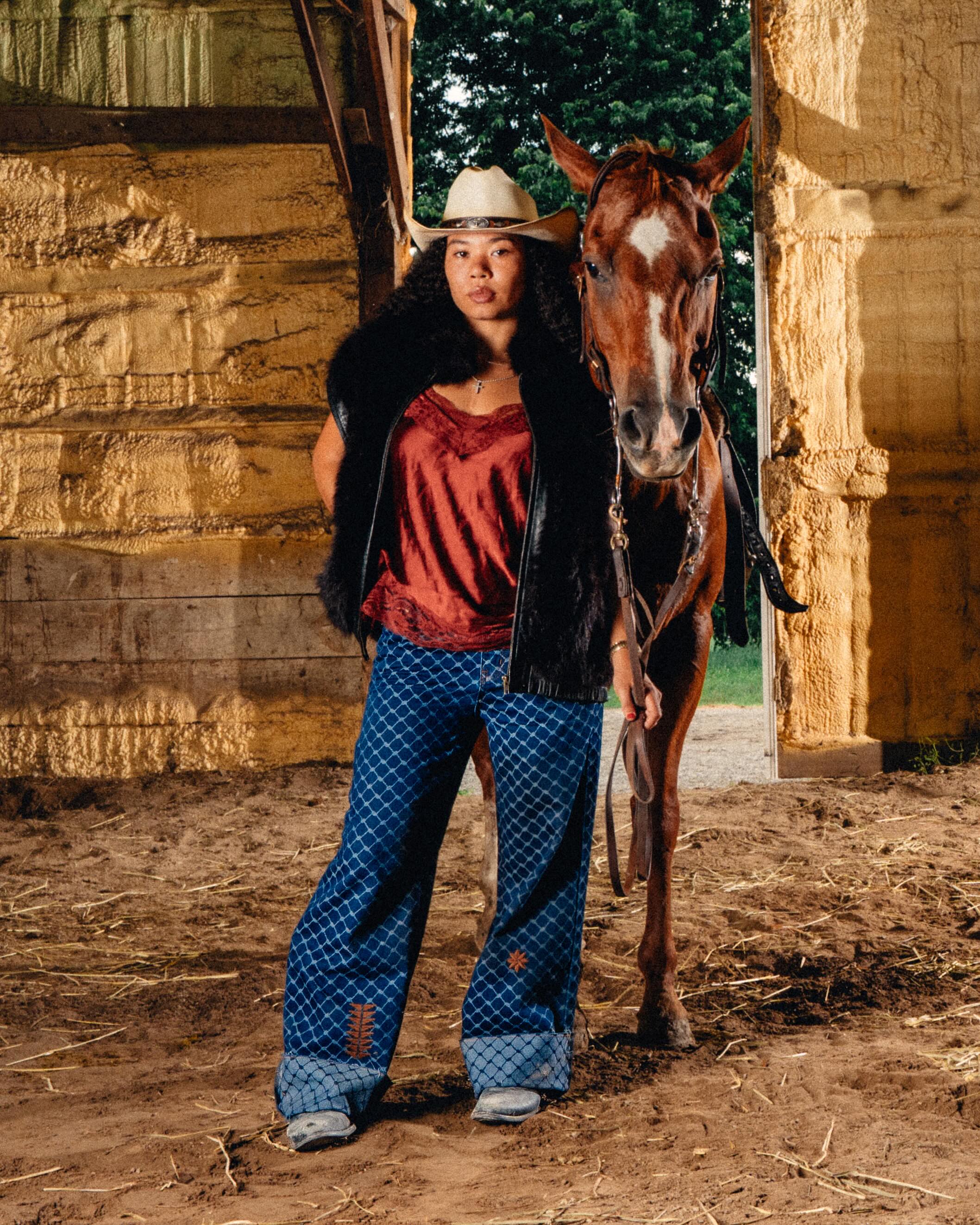 Kuffiyah Pinstripe Jeans - Western Blue
