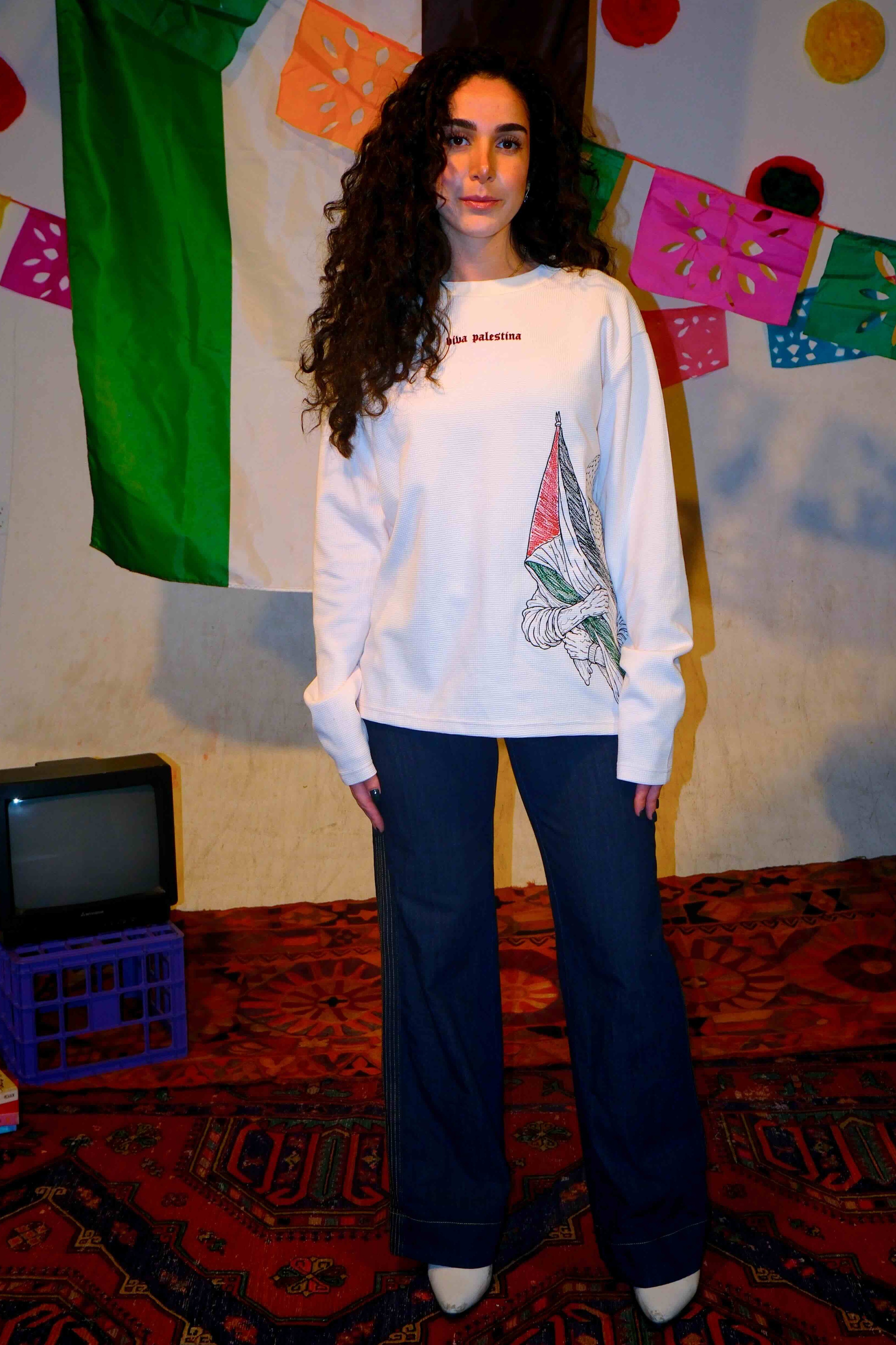 Viva Palestina Ribbed Embroidered Long Sleeve