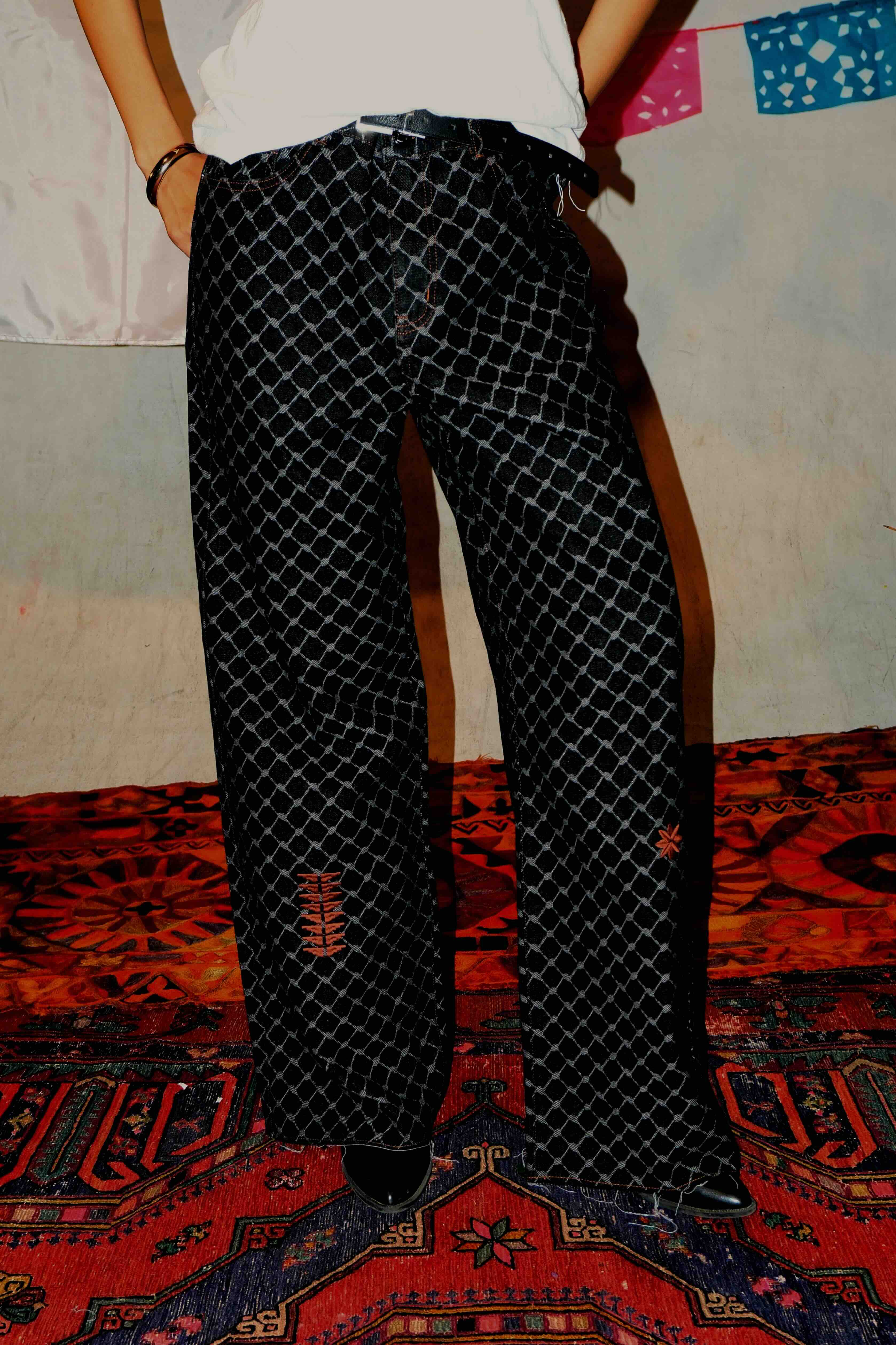 Kuffiyah Pinstripe Jeans - Black