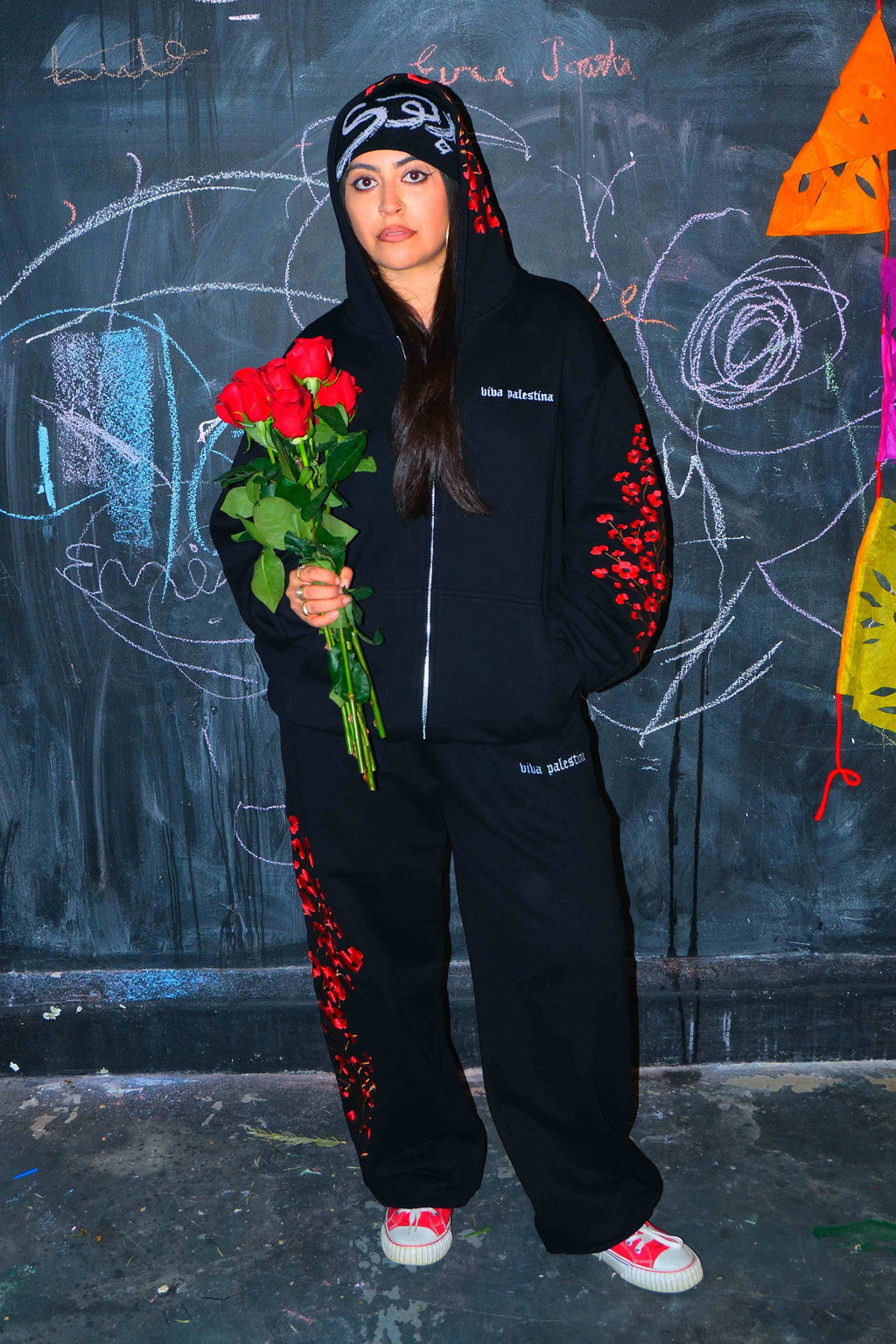 Viva Palestina Poppy Hoodie - Black