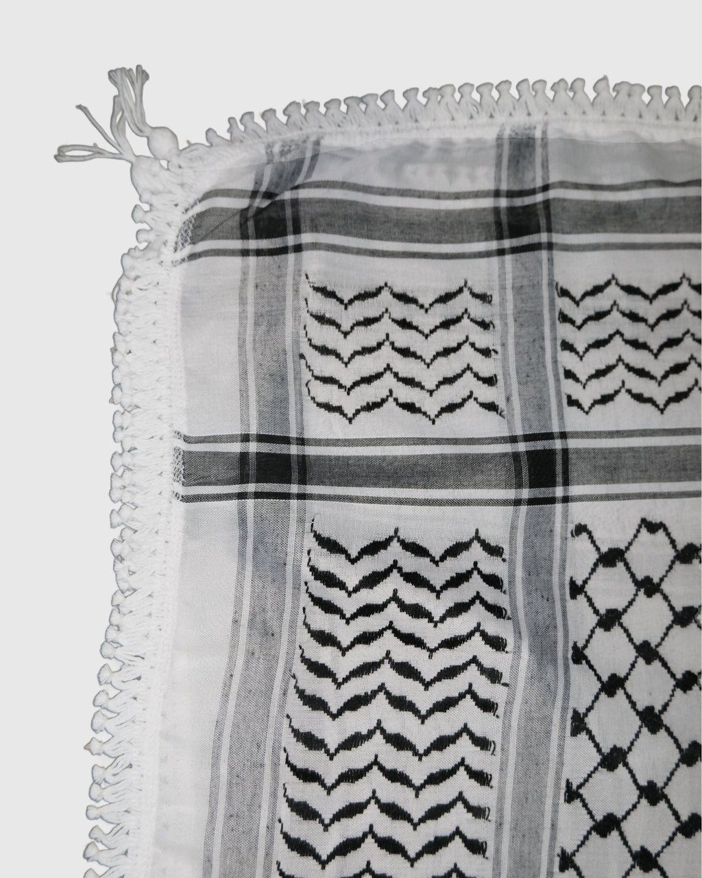 Nablus Embroidered Kuffiyah - Tatreez White