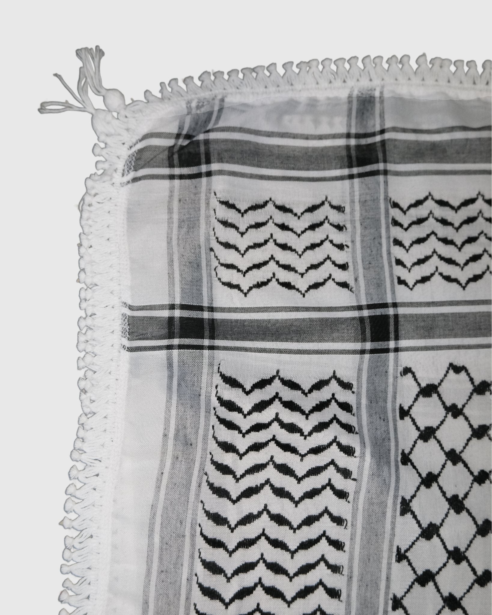 Nablus Embroidered Kuffiyah - Tatreez White