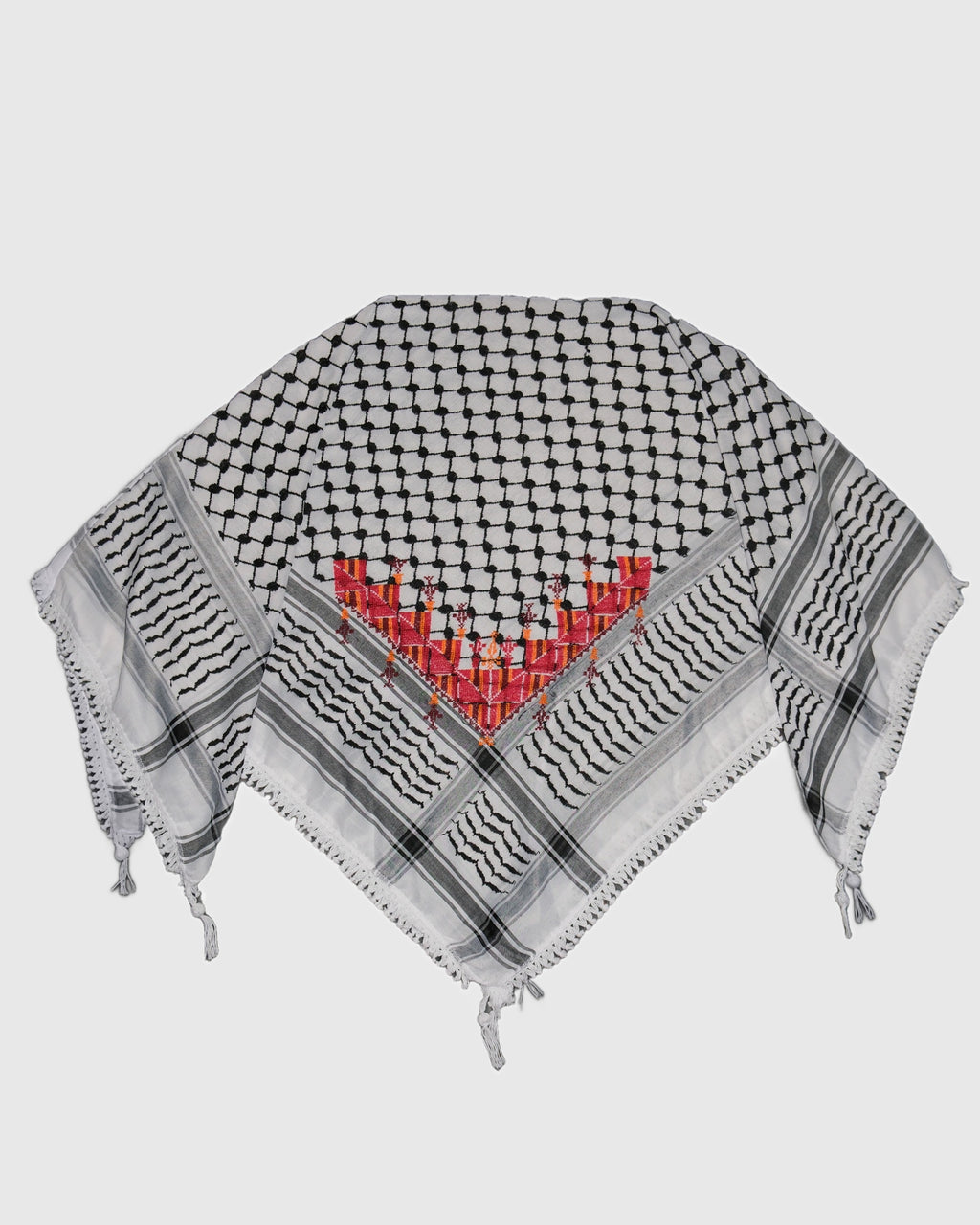 Nablus Embroidered Kuffiyah - Tatreez White