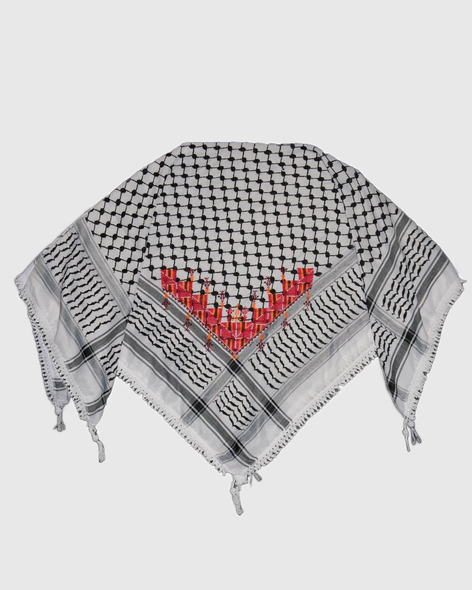 Nablus Embroidered Kuffiyah - Tatreez White