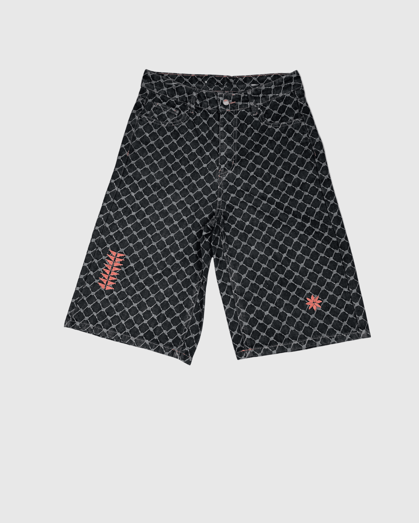 Kuffiyah Pinstripe Jorts - Western Black