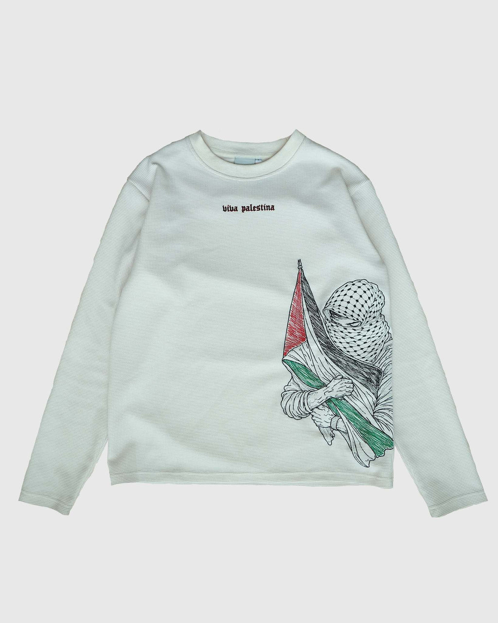 Viva Palestina Ribbed Embroidered Long Sleeve