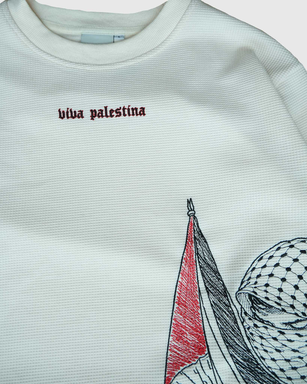 Viva Palestina Ribbed Embroidered Long Sleeve