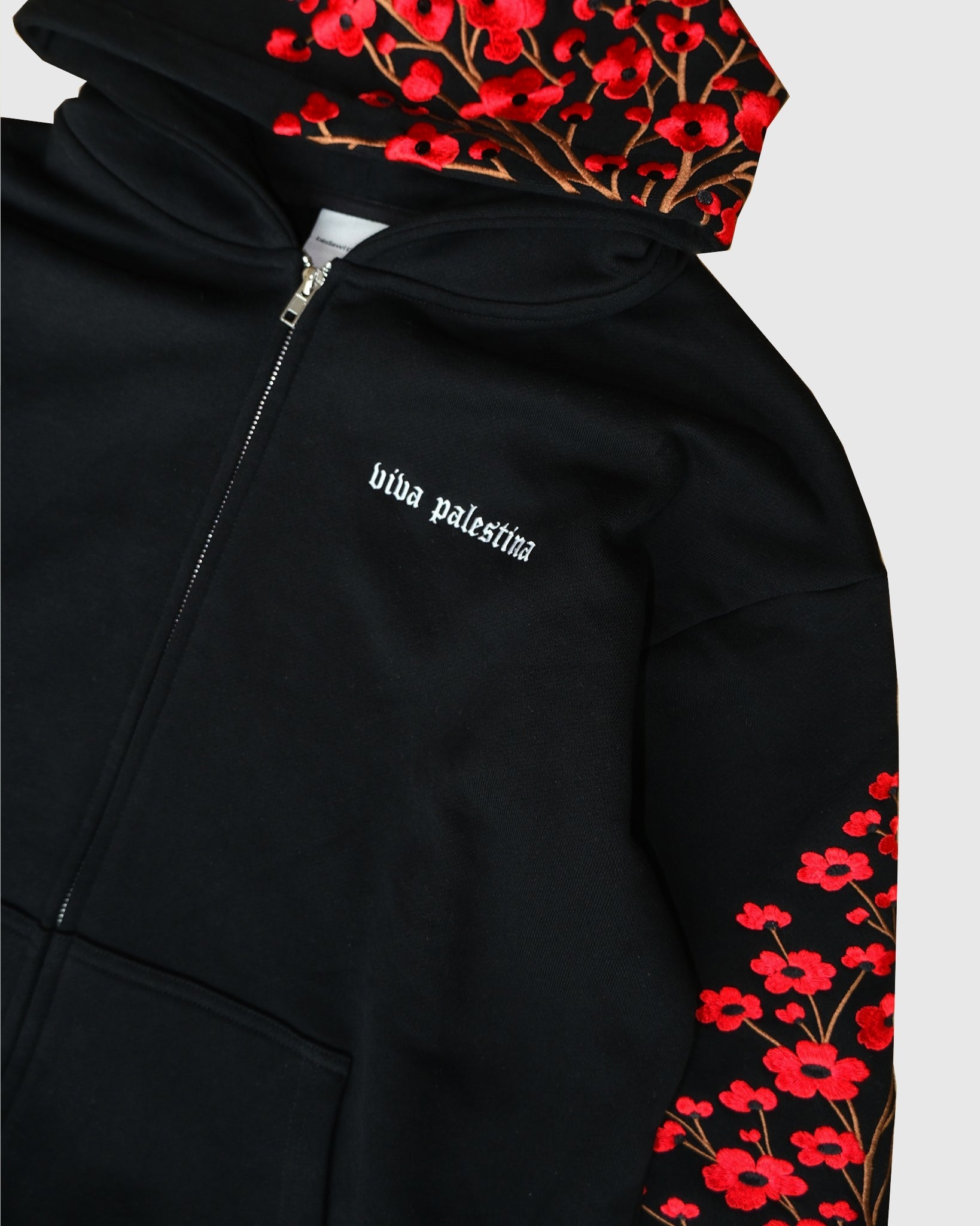 Viva Palestina Poppy Hoodie - Black