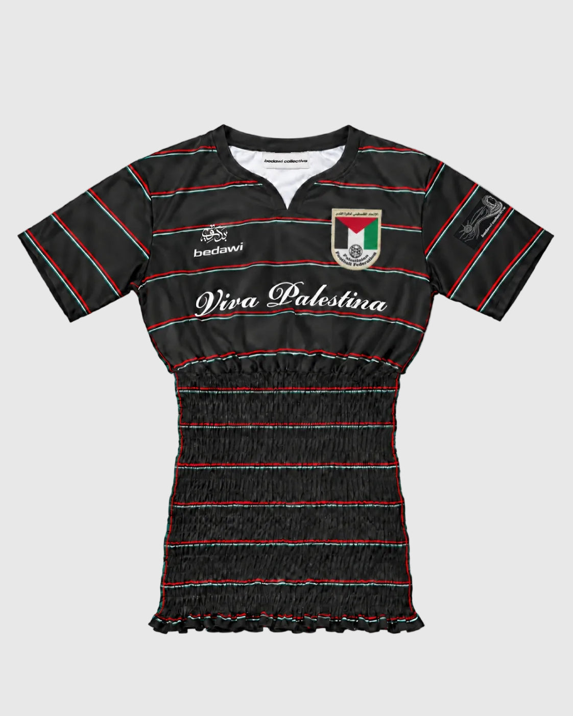 Viva Palestina '99 Ruched Jersey - Milano Black