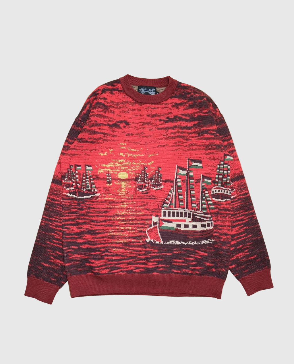 Global Sumud Flotilla Sweater - Sunset Red