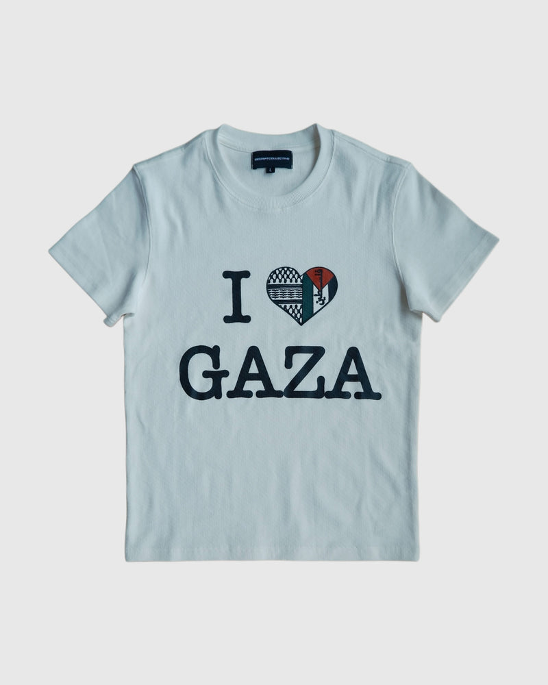 "I HEART GAZA" Ribbed Baby Tee - White